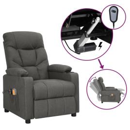 vidaXL Poltrona de massagens elétrica reclinável tecido cinza-escuro
