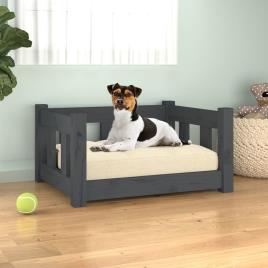 vidaXL Cama para cães 55,5x45,5x28 cm madeira de pinho maciça cinzento