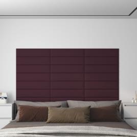 vidaXL Painel de parede 12 pcs 60x15 cm tecido 1,08 m² cor roxo