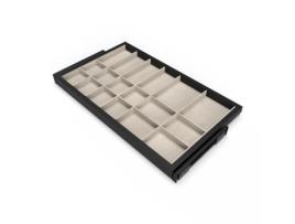 Kit de cajón organizador y bastidor de guías con cierre suave para armarios, regulable, módulo 800mm, negro texturizado y gris piedra