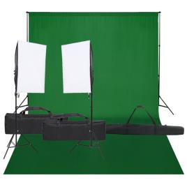 vidaXL Kit de estúdio fotográfico com conjunto de iluminação e fundo