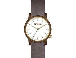 Relógio IWOOD Homem (Pele Genuína - Cinzento)