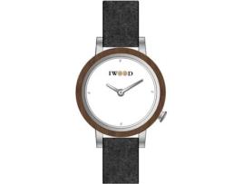 Relógio IWOOD Mulher (Pele Genuína - Cinzento)