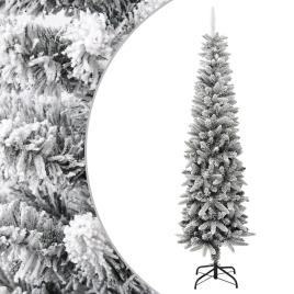 vidaXL Árvore de Natal artificial fina com neve PVC & PE 240 cm