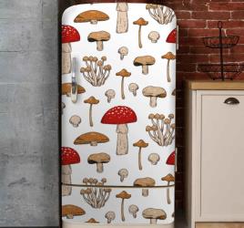 Vinil para frigorífico Cogumelos e flores amarelos e vermelhos
