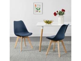 Conjunto de Cadeiras de Jantar [EN.CASA] Azul (Couro sintético, Faia - 81 x 49 x 57 cm)
