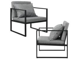 Conjunto de Cadeiras de Jantar [EN.CASA] (2 Un - Cinzento Escuro - 70x60x60 cm - Ferro)