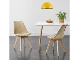 Conjunto de Cadeiras de Jantar [EN.CASA] Bege (Couro sintético, Faia - 81 x 49 x 57 cm)