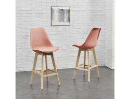 Conjunto de Cadeiras de Jantar [EN.CASA] Lublin Pink (Couro sintético, Faia - 105 x 48 x 58 cm)