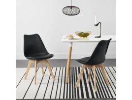 Conjunto de Cadeiras de Jantar [EN.CASA] Fläten Preto (Couro sintético, faia - 81 x 49 x 57 cm)