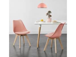 Conjunto de Cadeiras de Jantar [EN.CASA] Fläten Pink (Couro sintético, Faia - 81 x 49 x 57 cm)