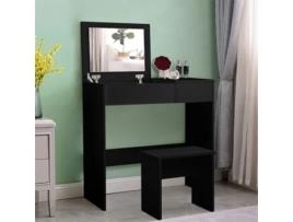 Móvel maquilhagem arrumação toucador preto com espelho Nicole Black