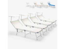 4 Espreguiçadeiras de praia dobráveis em alumínio Gabicce Gold