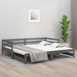 vidaXL Estrutura sofá-cama de puxar 2x(90x190)cm pinho maciço cinzento