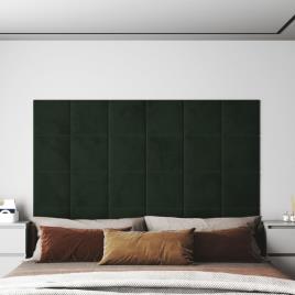 vidaXL Painel de parede 12 pcs 30x30cm veludo 1,08 m² cor verde-escuro