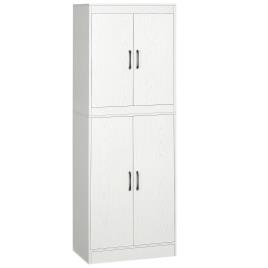 HOMCOM Armário de Cozinha Móvel Auxiliar de Cozinha com 4 Portas e 5 Prateleiras Estilo Moderno Anti-Tombo 60x36x168cm Branco   Aosom Portugal