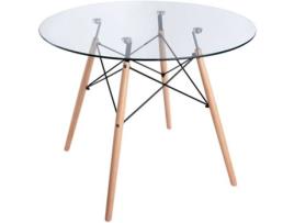 Mesa de Refeição DUDECO Oslo (Transparente - Madeira - 120x73 cm)