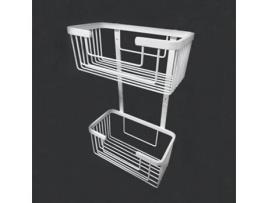 Cesta de suporte de gel de banho retangular duplo branco