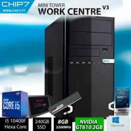 CHIP7 WORK CENTRE V3 - I5 10400F HEXA CORE / GRÁFICA NVIDIA 610 2GB / 8GB RAM / 240GB SSD / SEM SISTEMA OPERATIVO - COMPUTADOR TRABALHO