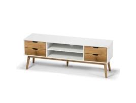 Móvel de TV FORNOR Wita (140x40x52 cm - Madeira - Branco)