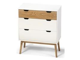 Cómoda FORNOR Wita 3 Gavetas (Branco - Madeira - 80x40x82 cm)