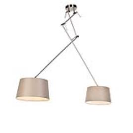 Candeeiro de suspensão com cortinas de linho taupe 35 cm - aço Blitz II