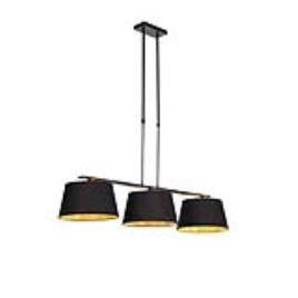 Candeeiro de suspensão com tons de algodão preto com 32 cm ouro - Combi 3 Deluxe