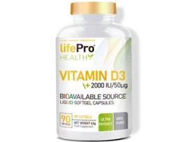 Suplemento Alimentar LIFE PRO NUTRITION Life Pro Vitamin D3 2000Ui 90 (Lima - 3l)