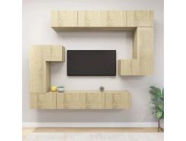 Conjunto de Móveis para Tv VIDAXL (Castanho - Compensado - 100x30x30 cm - 8 pcs)