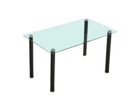 Mesa de Refeição HOMESOUTH Yuri (Preto - Metal e Vidro - 140 x 75 x 80 cm)