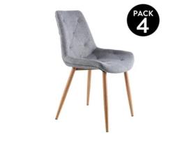 Conjunto de 4 Cadeiras ABECEDARIO Marlene (Cinzento - Tecido - 53 x 85 x 61cm)