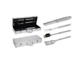 Accesorios barbacoa 4 piezas inoxidable maletin