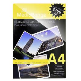 Papel Fotográfico A4 135g GLOSSY MediaRange (100 folhas)