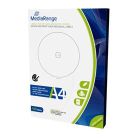 Etiquetas Mediarange para CD/DVD/Bluray MATTE 15-118mm (Pack 100 Folhas)