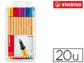 Marcador Stabilo Ponta de Fibra Point 88 Estojo de 20 Cores Sortidas