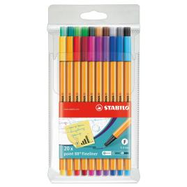 STABILO Caneta de Traço Fino Point 88®, Ponta Fina, Corpo Laranja, Várias Cores de Tinta