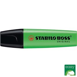 STABILO Marcador Boss Original Plano, Ponta Biselada 5 mm, Tecnologia de tinta líquida, Verde Florescente