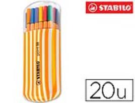 Marcador Stabilo Ponta de Fibra Point 88 Zebrui Estojo de 20 Cores Sortidas