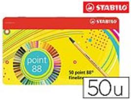 Marcador Stabilo Ponta de Fibra Point 88 Estojo 50 Unidades Sortidas
