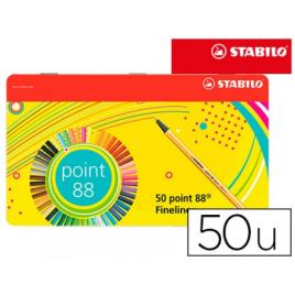Marcador 0,4mm Fineliner Stabilo Point 88 Estojo Metal 50 Cores Sortidas