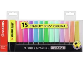 Marcador Fluorescente  Boss 70 Deskset 15 Cores Sortidas