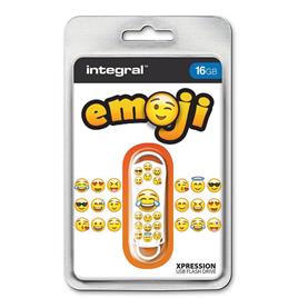 INTEGRAL MEMORY Disco USB 2.0 Xpression Drive – Emoji, 16 GB, Branco