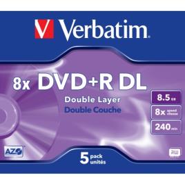 DVD+R 8X 8.5GB 240MIN DOUBLE LAYER CAIXA NORMAL (JEWEL) PACK 5