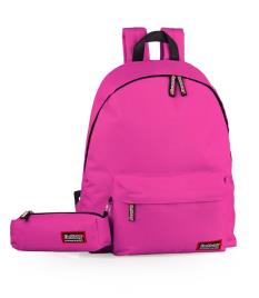 Mochila Escolar com estojo Rosa Fúscia Delbag