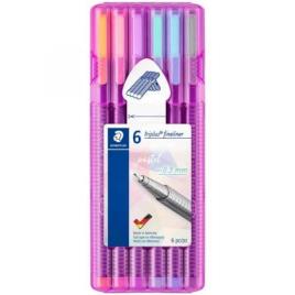 Conjunto 6 marcadores fineliner pastel Triplus 0.3mm STAEDTLER