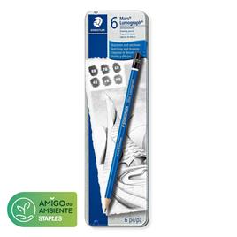 STAEDTLER Lápis de Grafite Mars Lumograph, Minas 8B - HB, Corpo Hexagonal Azul