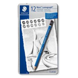 STAEDTLER Lápis de Grafite Mars Lumograph, Minas 2B - HB, Corpo Hexagonal Azul