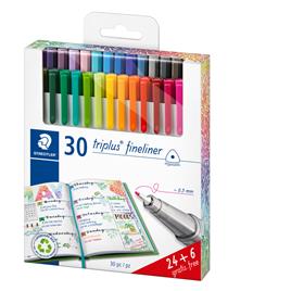STAEDTLER Caneta de Traço Fino Triplus® 334, Ponta Fina, Corpo Prateado, Cores da Tinta Variadas