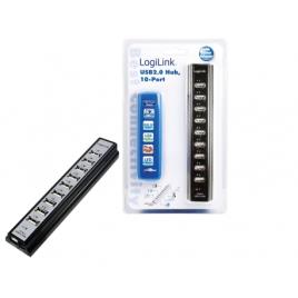 HUB USB 2.0 DE 10 PORTAS ALIMENTADO, PRETO-LOGILINK UA0096