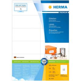 Herma Premium Labels 105x48 Mm 100 Sheets Din A4 1200 Units One Size White